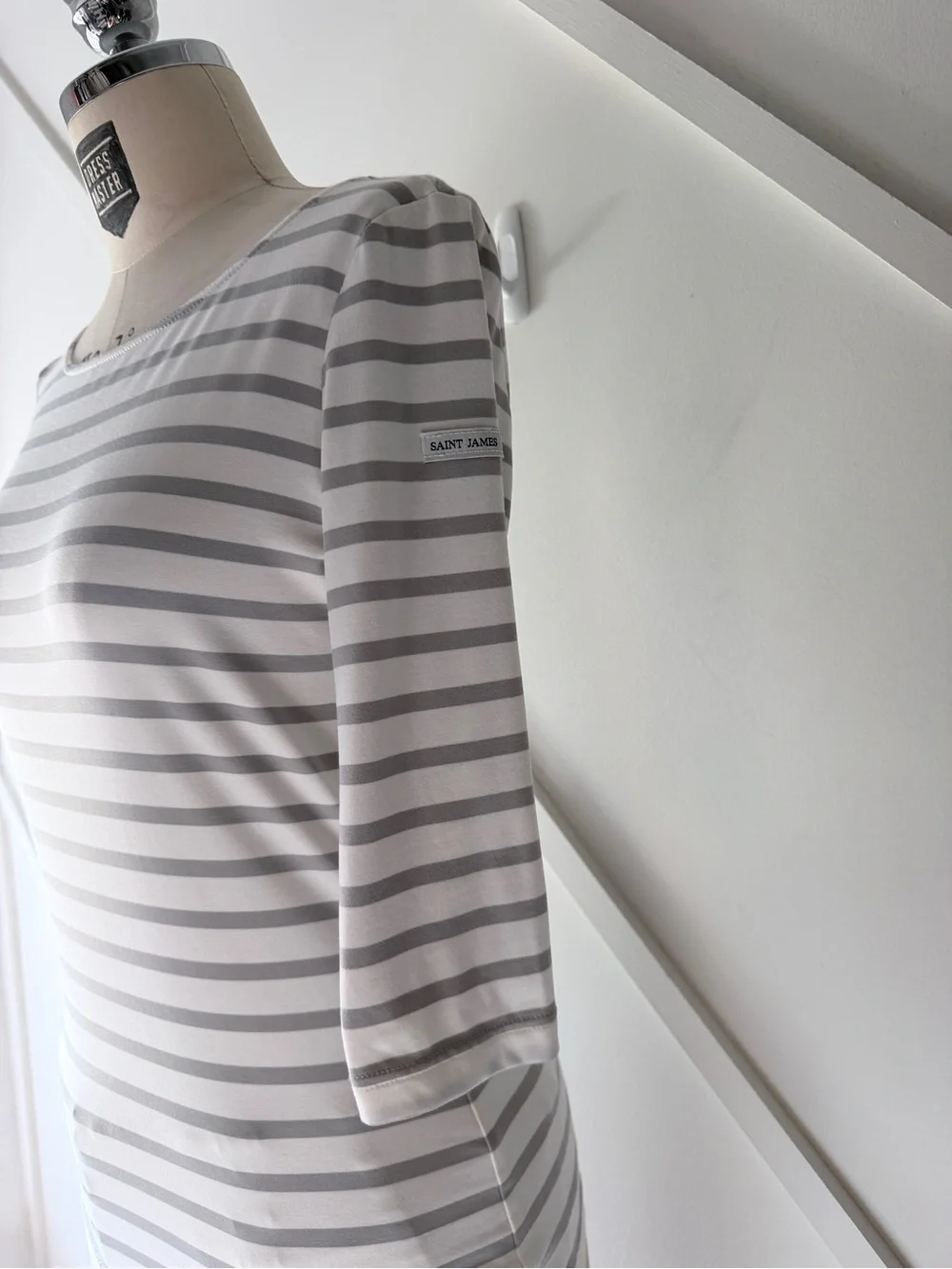 Saint James Breton Stripe Top NWT Size 4 White Grey French Sailor Shirt - Picture 5 of 13
